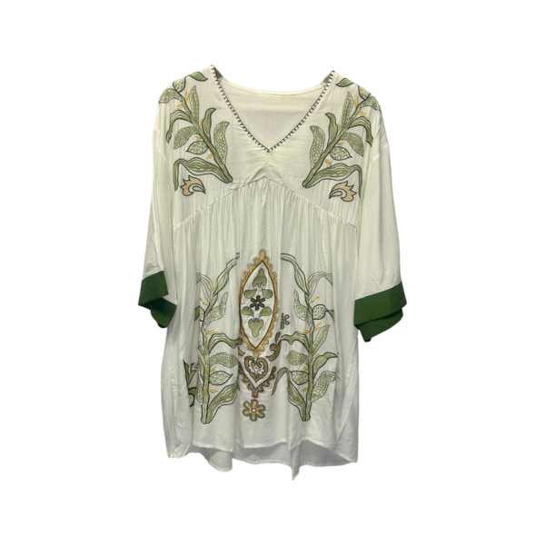 Cream Tunic with Green Accents