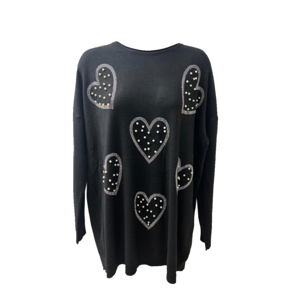 Embellished Black Heart Jumper