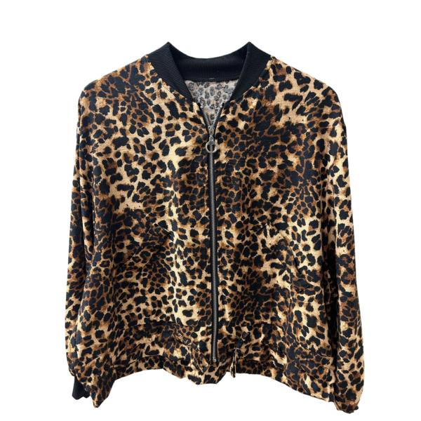 Animal Print Zipped Bomber Jacket