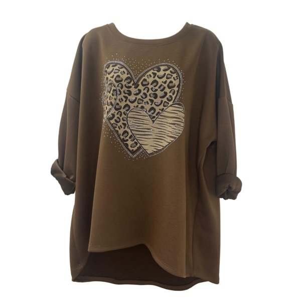 Relaxed Fit Heart Print Top