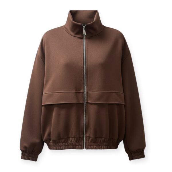 Brown Zip Through Jersey Jacket