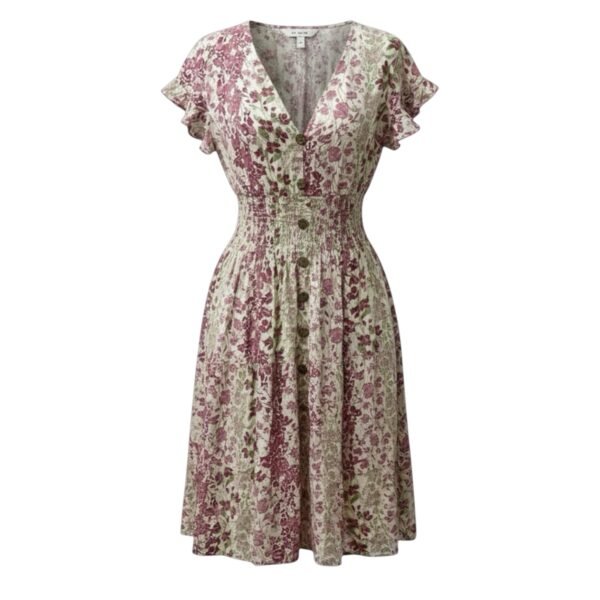 Pink Floral Print Midi Dress