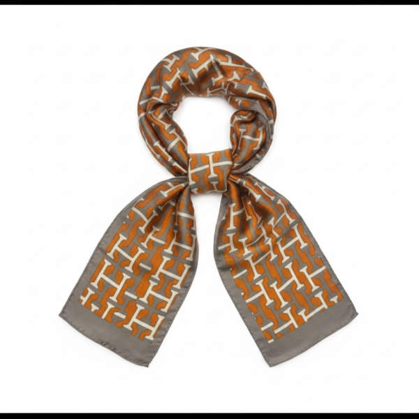 Orange, Beige & Brown Patterned Scarf